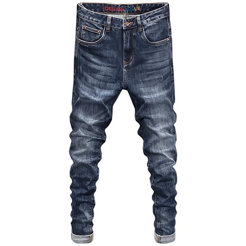 

Осень и весна, новый модный тренд, однотонные спортивные джинсовые брюки в стиле ретро, мужские повседневные удобные прямые эластичные джинсы