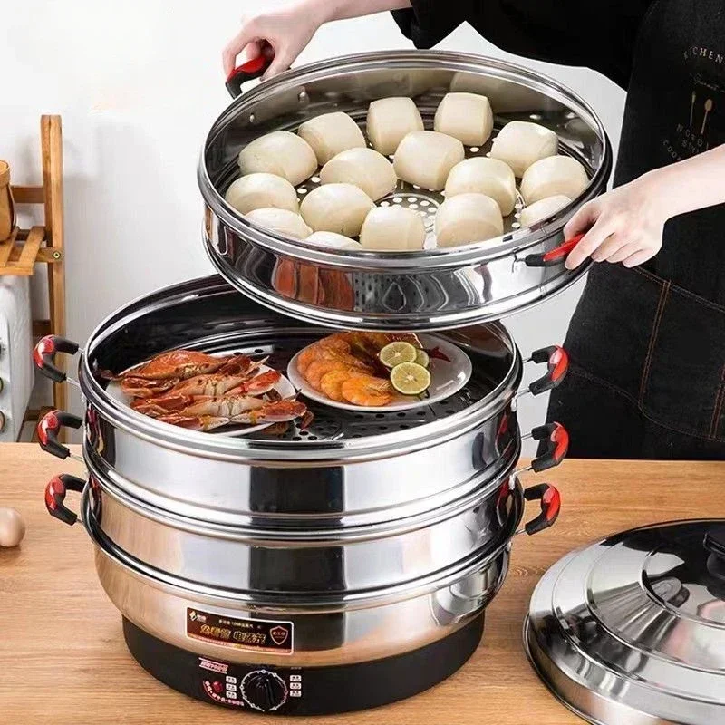 Commercial  three-layer  electric steamer  multifunctional  high-capacity electric steamer thickened stainless steel  new style