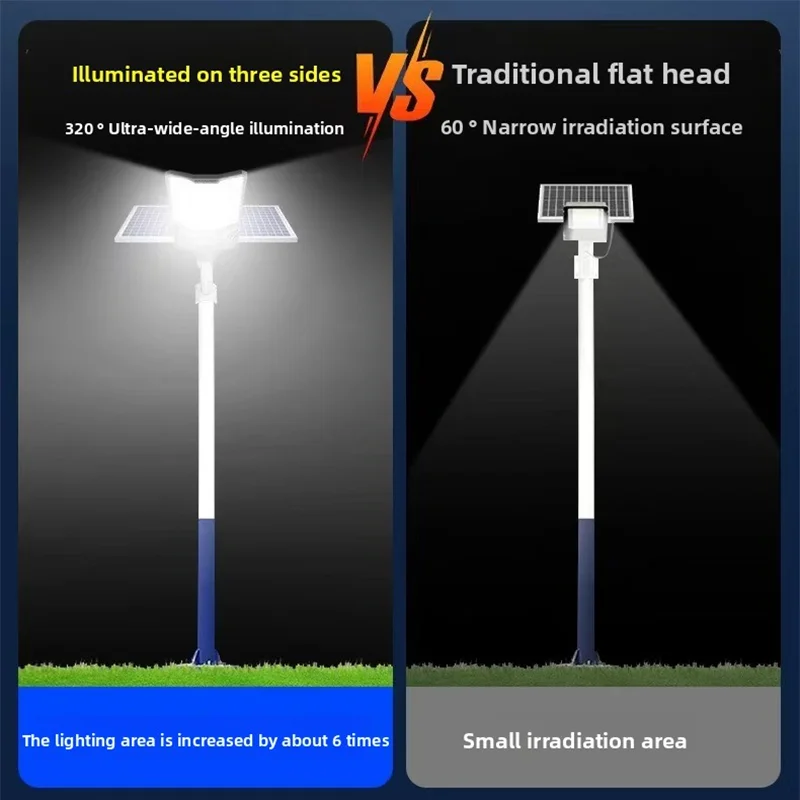 RUISENZHUO Lampione stradale a energia solare commerciale, lampione solare,Luce stradale solare impermeabile per esterni, Luci solari per esterni dal tramonto all'alba per la notte