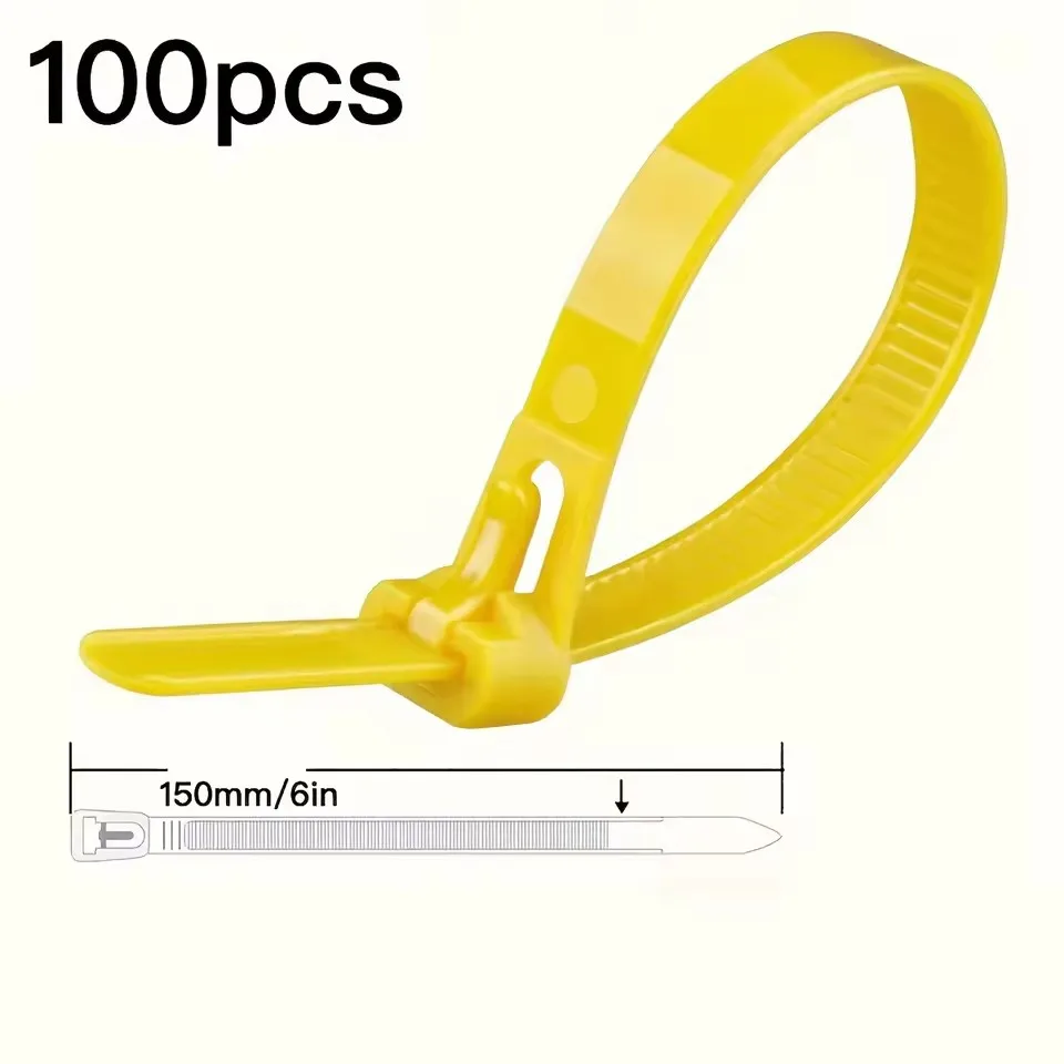 100 Stück wiederverwendbare, selbstsichernde Nylon-Kabelbinder, sichere Befestigung, gemischte Farben, langlebiges, flexibles, geripptes Design für den Innen- und Außenbereich