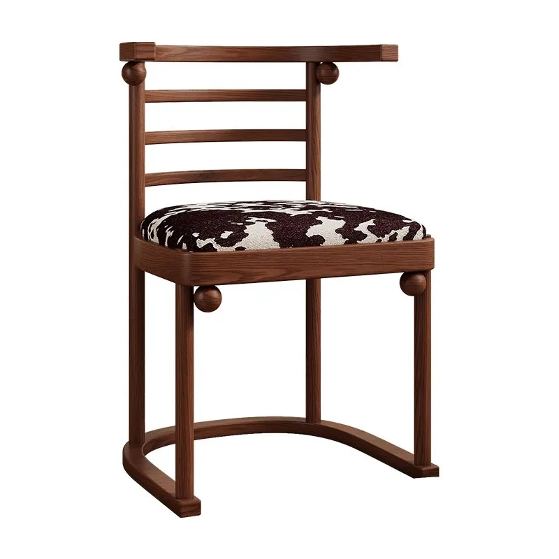 Medieval French retro solid wood dining chair home bed and breakfast backrest leisure chair vintage designer furniture