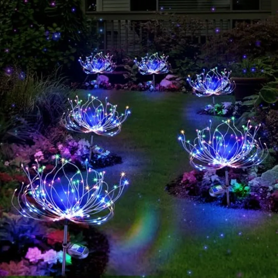

Солнечные светильники для улицы, водонепроницаемые: садовые светильники - гибкая медная проволока с 10 светодиодными бусинами в виде фейерверка - красочное веселое украшение своими руками