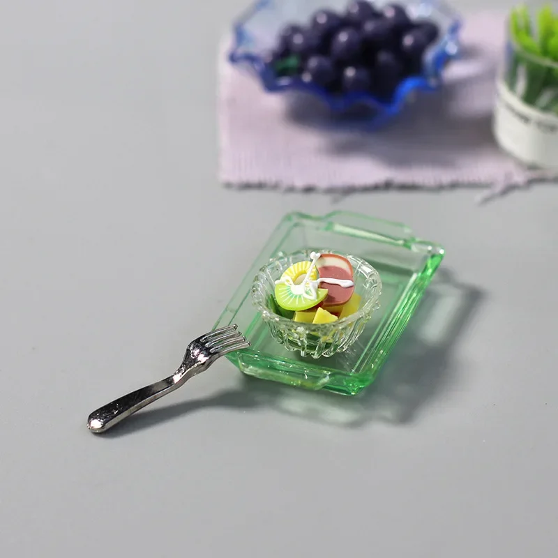 1/6 1/12 casa de bonecas mini tigela de salada de frutas vegetais decoração casa de bonecas acessórios cozinha comida em miniatura meninas brinquedos modelo