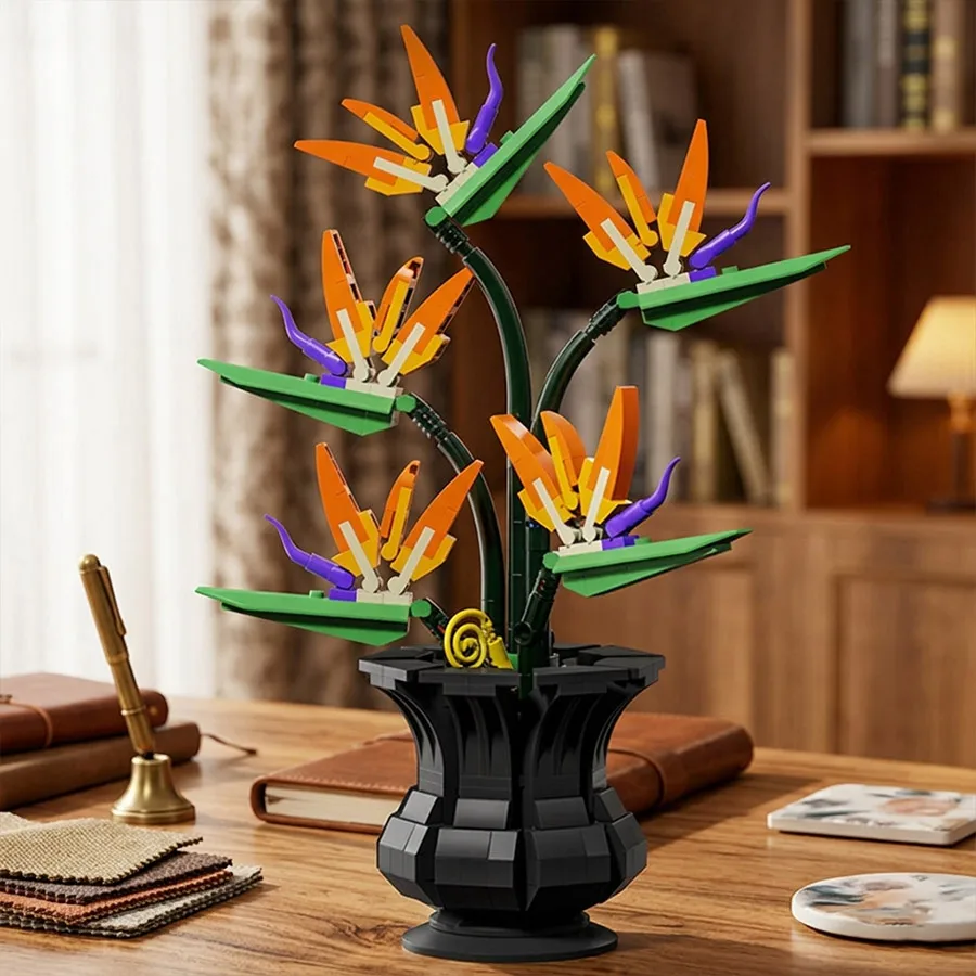 

Bird of Paradise Bonsai Building Blocks Set Artificial Flower Plant Model DIY Block Kit Home Desk Decor Christmas Birthday Gift