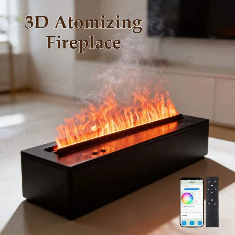 50cm Mini Water Vapor Fireplace Luxury Gold Mist Fireplace Flame Small Electric Steam Fireplace with 3D Flame & LED Lights