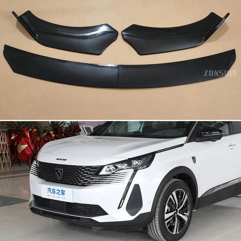 For Peugeot 5008 2010--2024 Year Front Bumper Lip Splitter Spoiler Body Kit Accessories Universal 4pcs