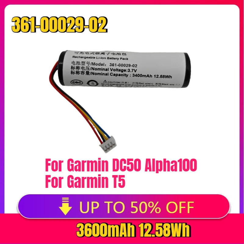 

New 361-00029-02 Battery For Garmin DC50 Alpha100,For Garmin T5, TT10, TT15 GAA002 3.7V 3400mAh 010-10806-30 Battery + Tools
