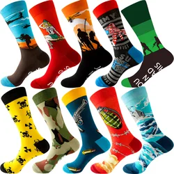 2025 autumn winter new products boxing men's socks dollar mid-tube socks black and white checkerboard beer women's socks