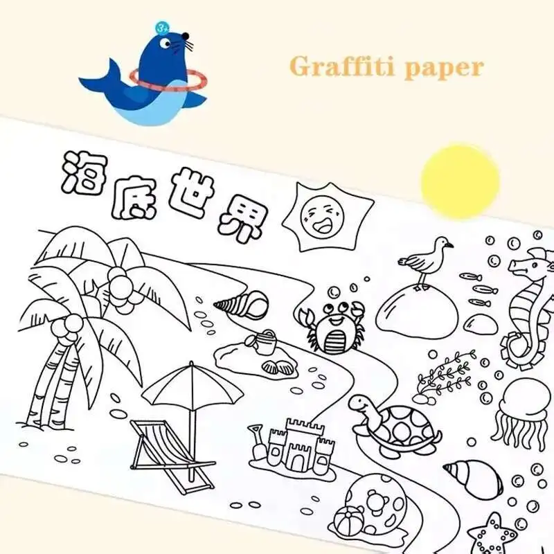 12 Meter Kinder-Zeichenrolle, Farbfüllpapier, Graffiti-Rolle, Malpapierrolle für Kinder, DIY-Malerei, Lernspielzeug