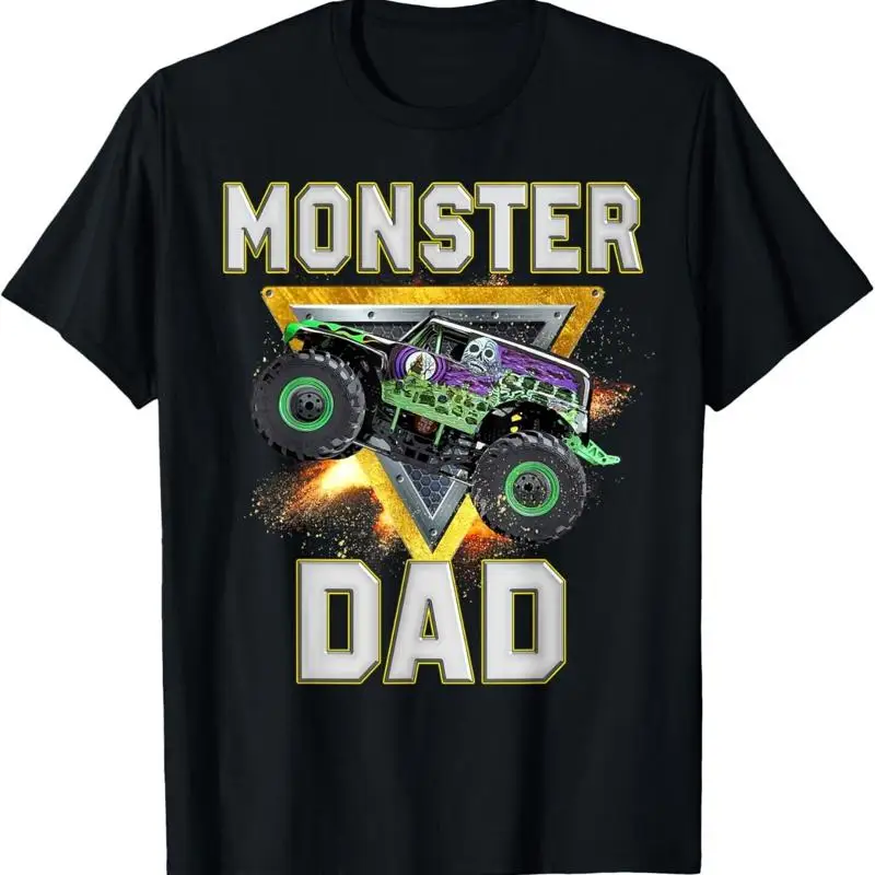

Monster Truck Dad Print T-Shirt, Truck Lovers Casual Short Sleeve Cotton Tee Tops