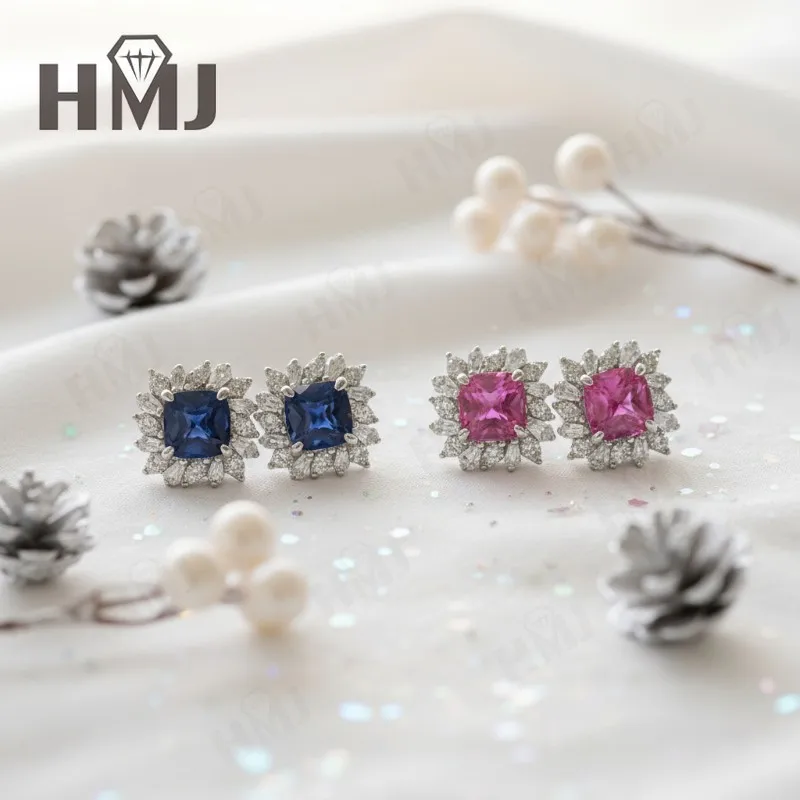 أقراط برج السكر الزمرد 1.3-2.5CT مختبر نمت الأحجار الكريمة الجانب مويسانيتي الماس للنساء رجل حفلة عيد الميلاد المفضلة هدية ساخنة #2