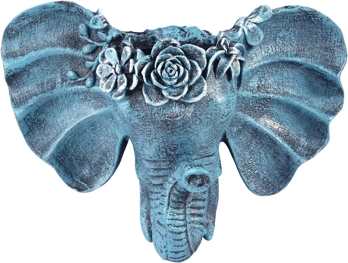 وعاء حائط على شكل رأس الفيل من الراتنج، زارع وجه حيواني فريد من نوعه على الطراز البوهيمي، وعاء نبات معلق عموديًا، ديكور جميل F