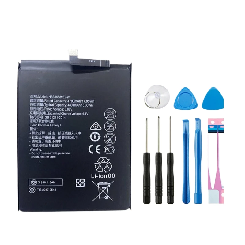 3.82V 4800mAh HB386589ECW Battery For Huawei P10 plus For Honor 8X View 10 V10 For Mate 20 Lite For Nova 3/4 Batteries + Tools