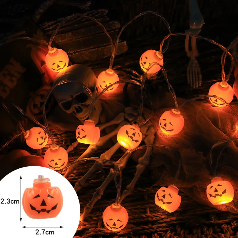 E5 Halloween Decoration Led Light String Pumpkin Skull Head Eyeball Shaped Lamp String Trick Treat Lantern Horror Halloween Day