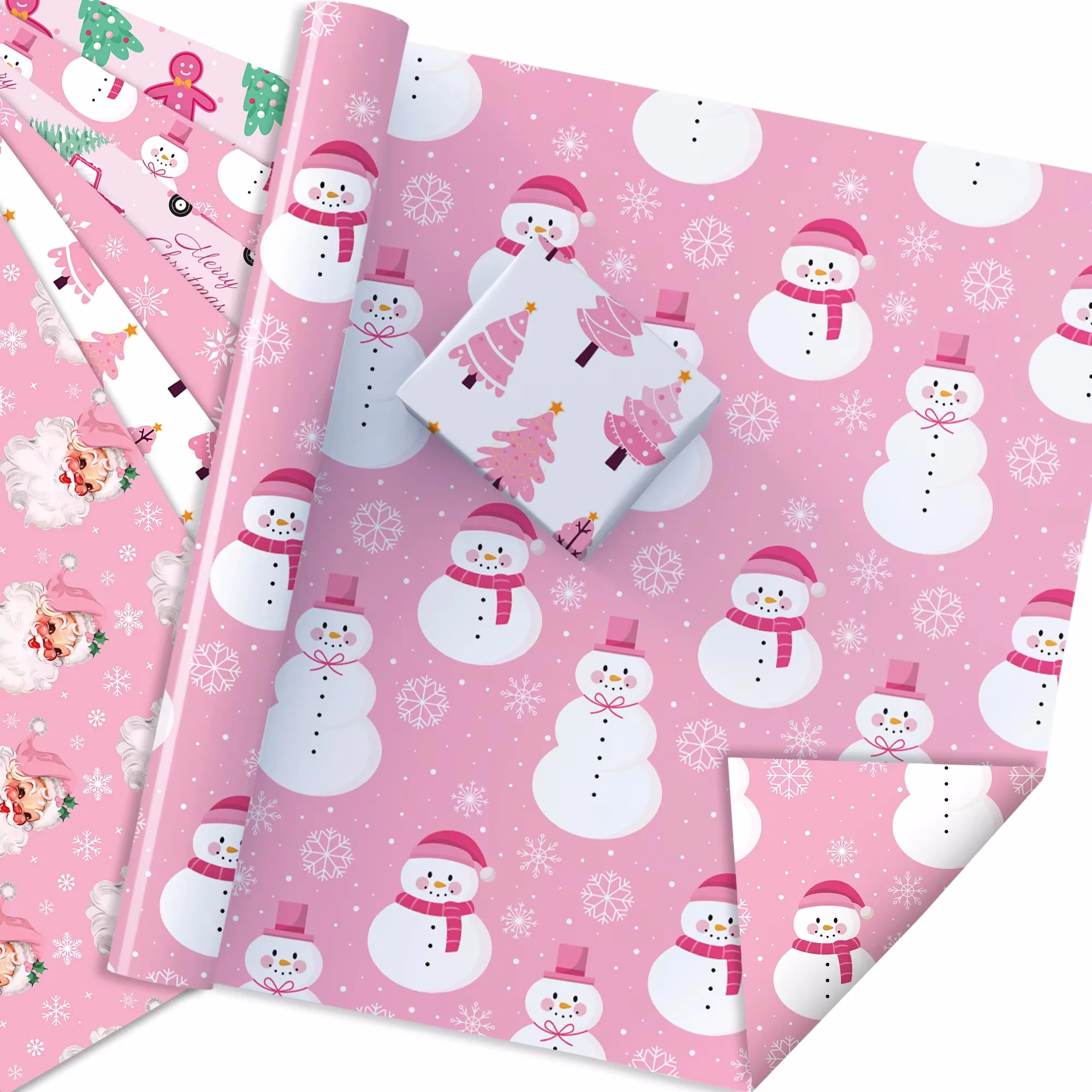 12pcs Santa Claus Snowman Tree Theme Wrapping Material Paper Christmas Baby Shower Party Gifts Decorative Packing Craft Papers