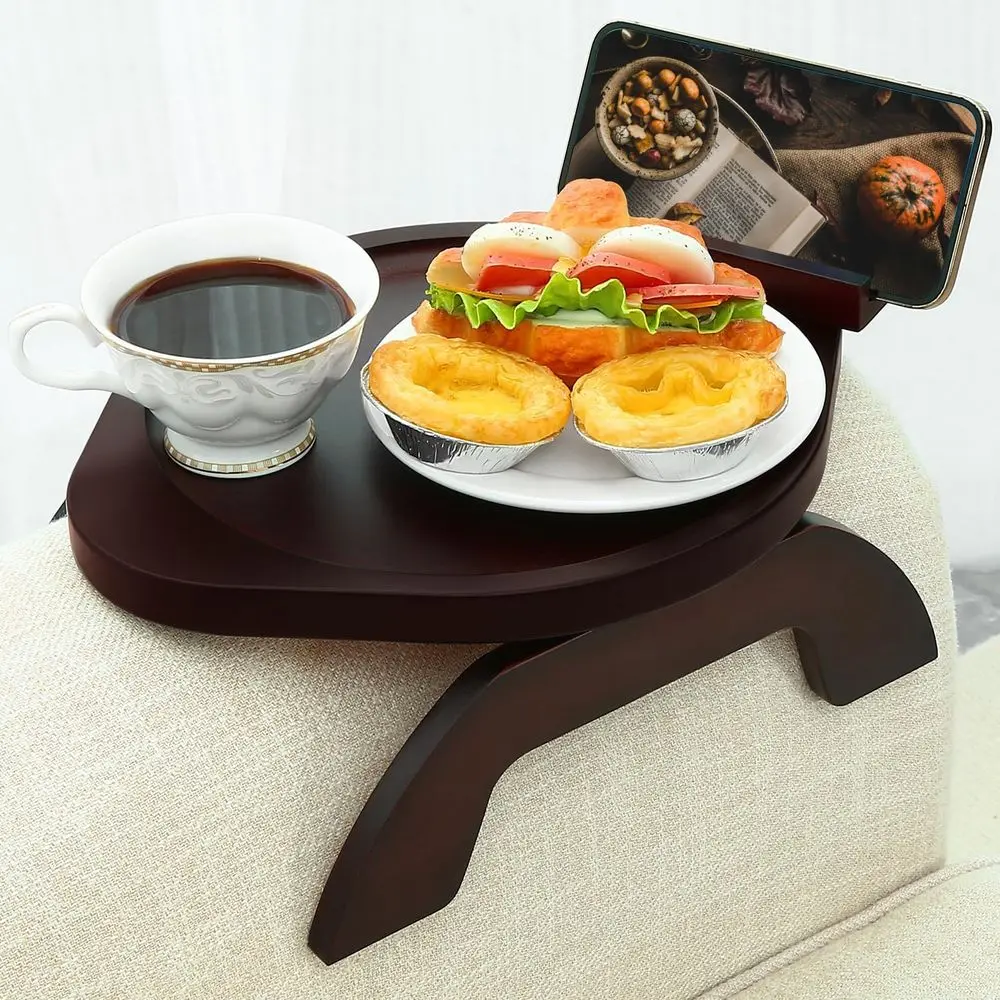 

Couch Arm Tray Table,Bamboo Soa Side Tables Clip-on Couch with 360° Pe Holder,oldable Soa Armrest Tray or Eating,Drink, Snacks,