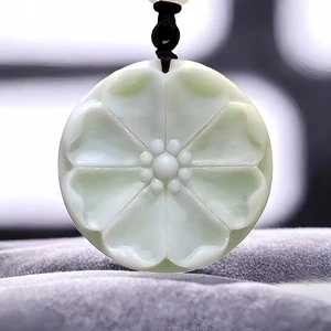 Natural Real Jade Flower Pendant Necklace Luxury Stone Gifts for Women Men Carved Jewelry Amulet Gift Gemstones Designer