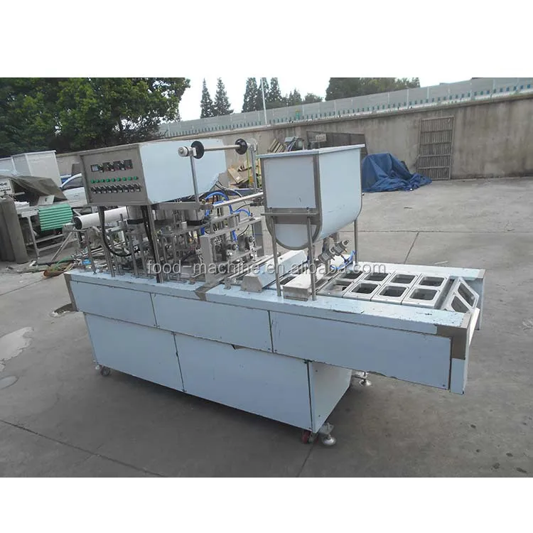 التلقائي الخطي الزبادي التوفو هلام الحاويات كوب ملء ختم آلة التعبئة والتغليف #4