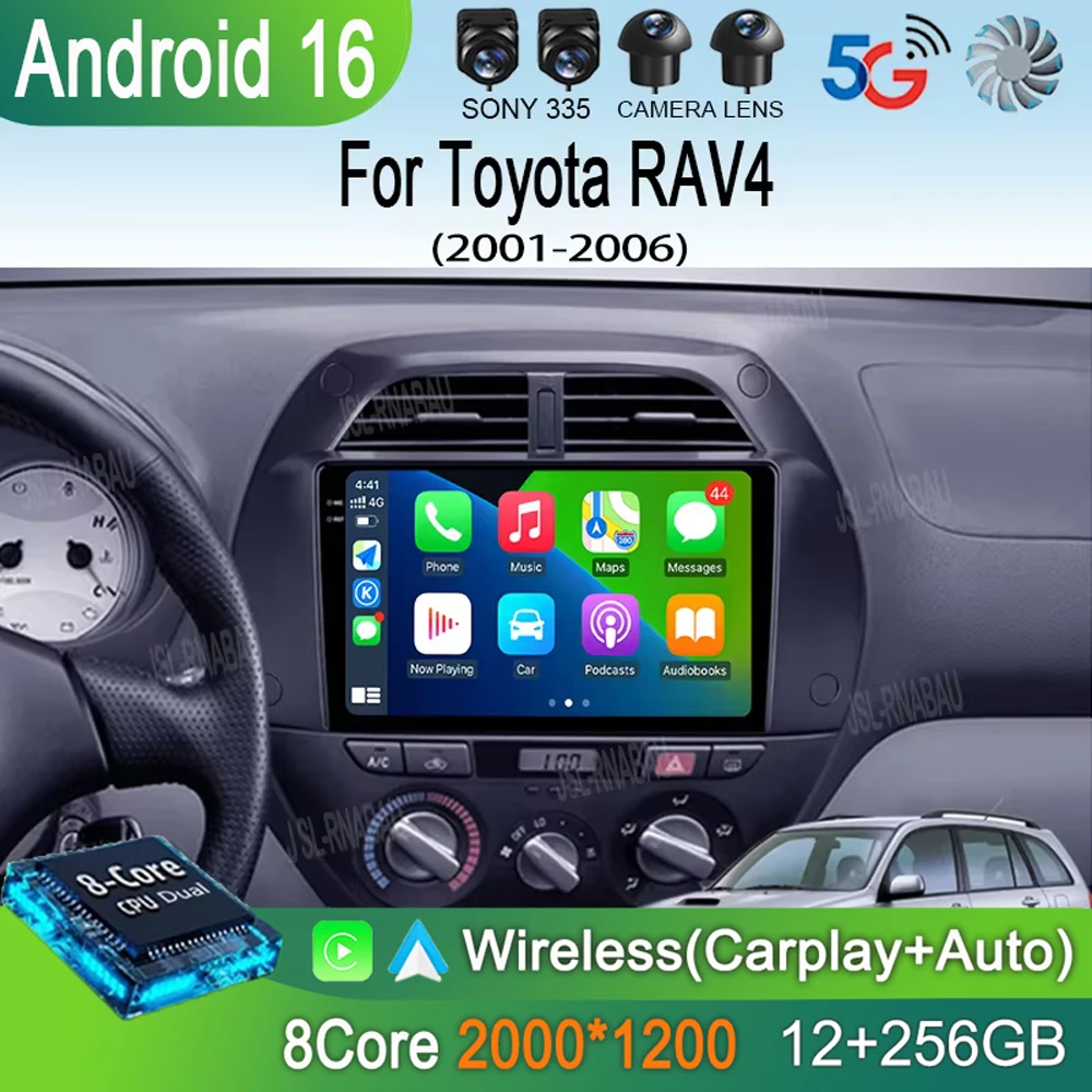

Android 16 wireless Carplay Auto Car Radio For Toyota RAV4 2001 - 2006 Navigation GPS Multimedia Player Stereo video wifi+4G BT