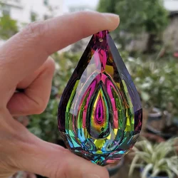 Atrapasoles de cristal arcoíris de 76mm, piezas de lámpara colgante de prisma, adornos colgantes, decoración de jardín y hogar, atrapasueños de luz AB