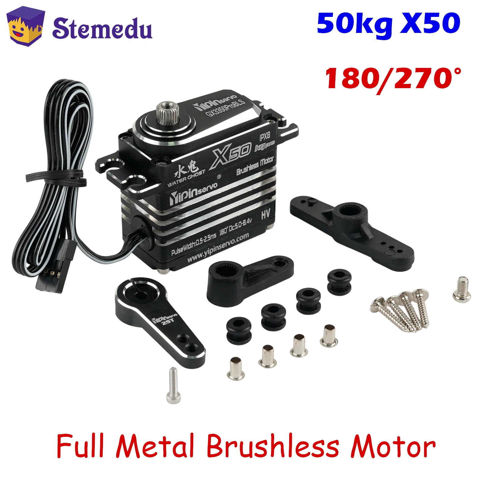 

50 кг бесщеточный двигатель водонепроницаемый IP67 цифровой сервопривод с высоким крутящим моментом цельнометаллический 180/270 градусов сервоприводы для радиоуправляемых автомобилей гусеничный багги робот