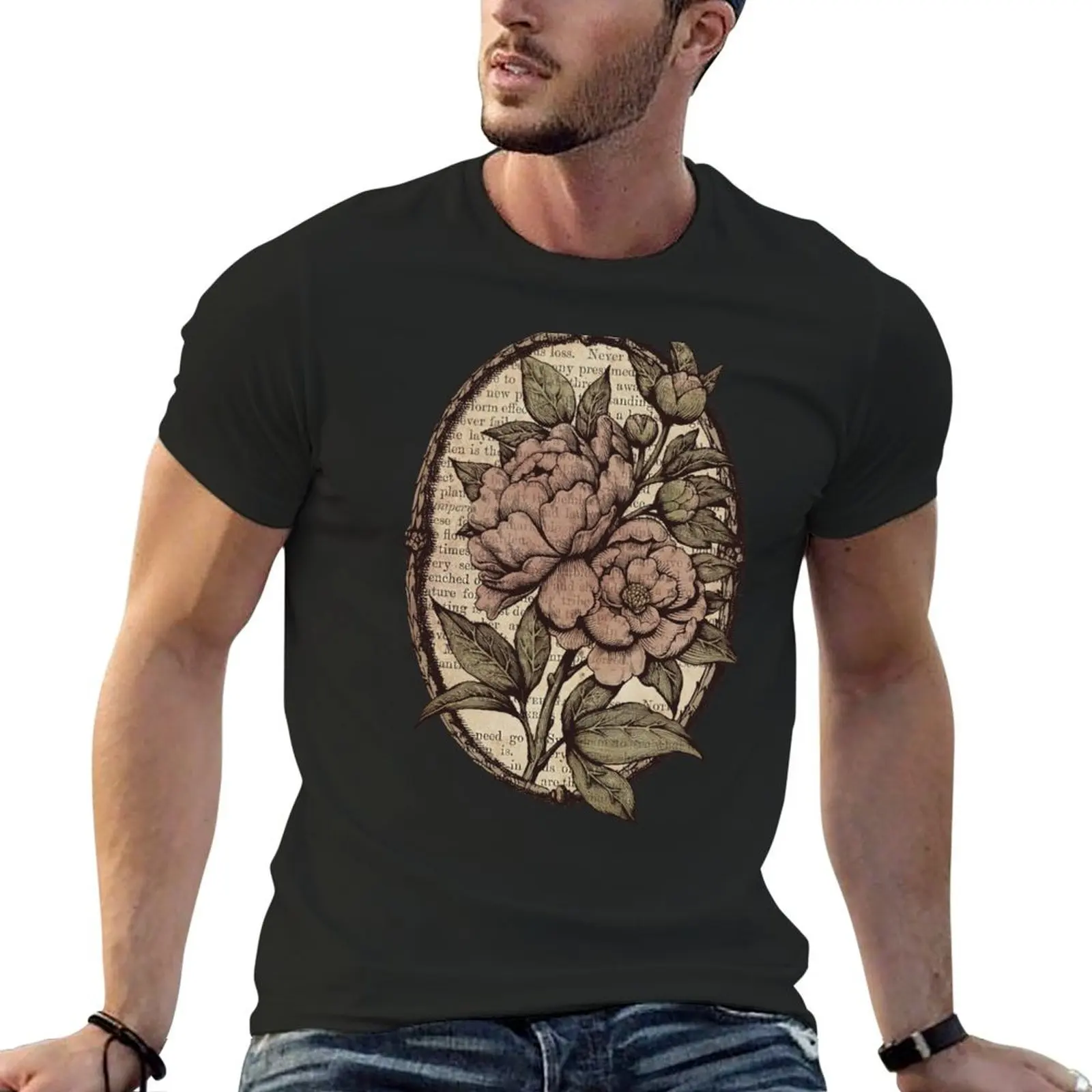 Botanicals - Peonies vintage T-Shirt tees anime t shirts designer shirts blanks plus size men clothing