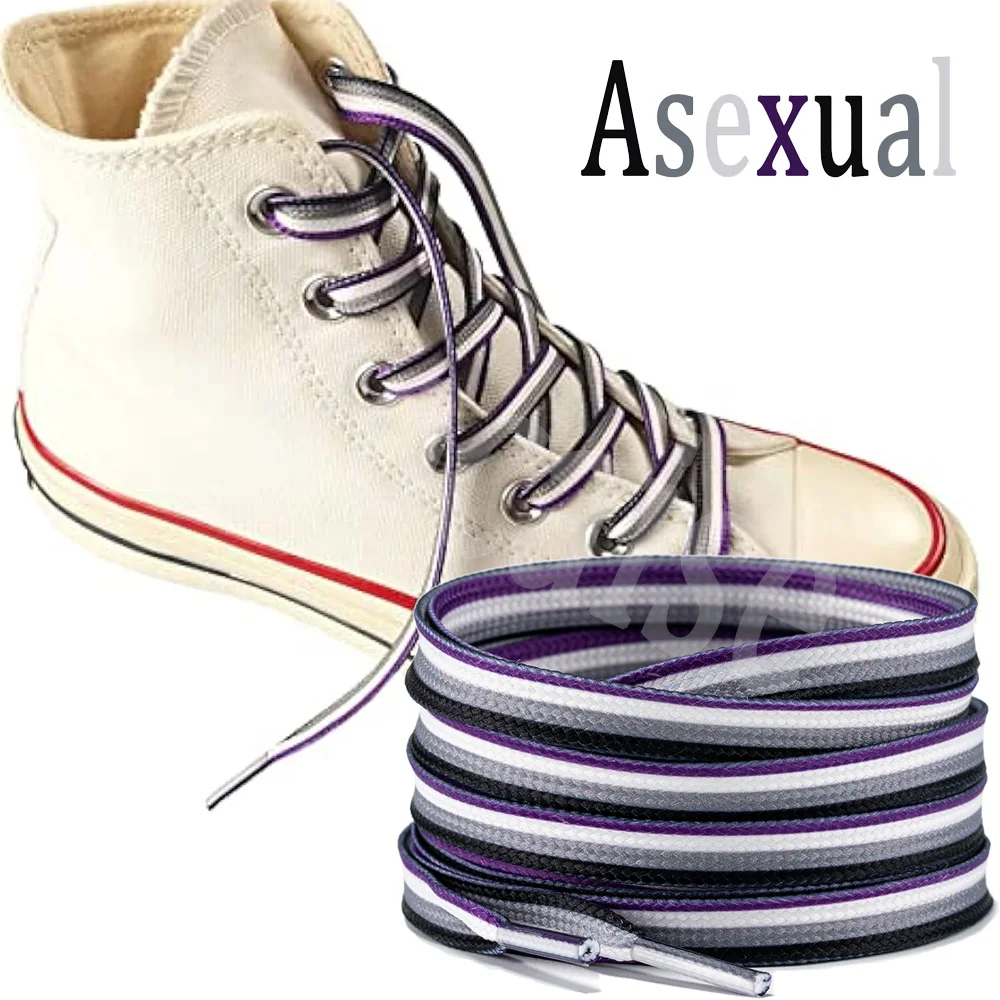 

1 Pair Asexual Flag Color Shoelaces Pride Flat-styled High-quality Paint Shoelaces Accessories Fits Boots, Sneakers & More!