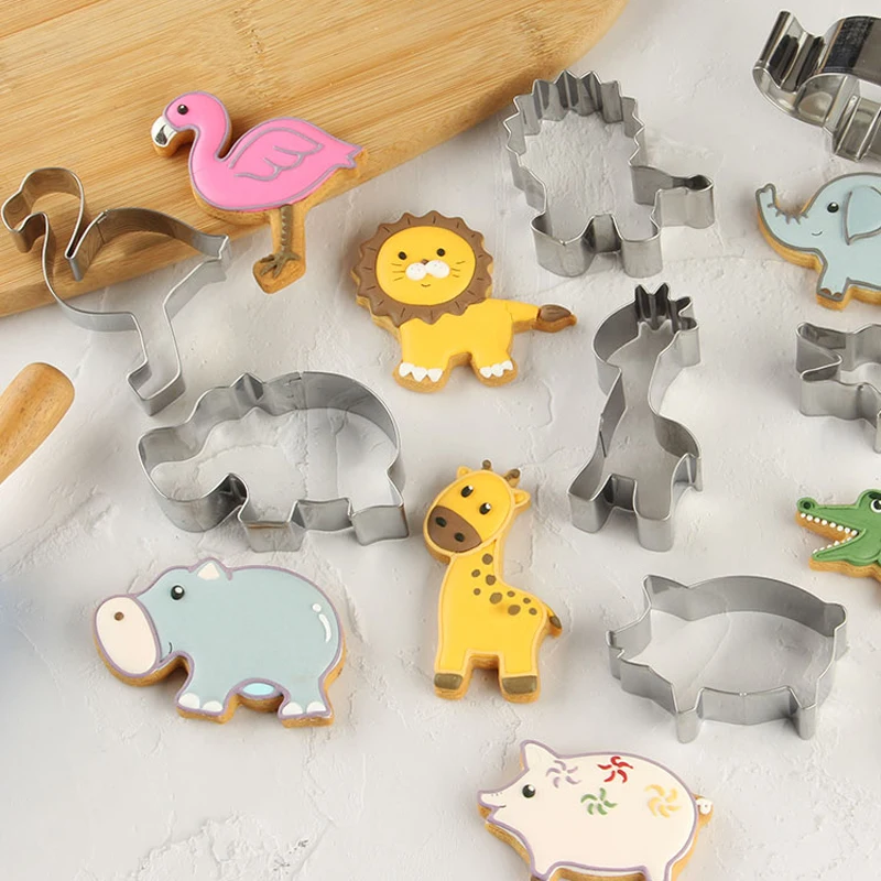 12PCS Animal zoo kitchen dough cutter metal cookie cutter fondant biscuit cake mold