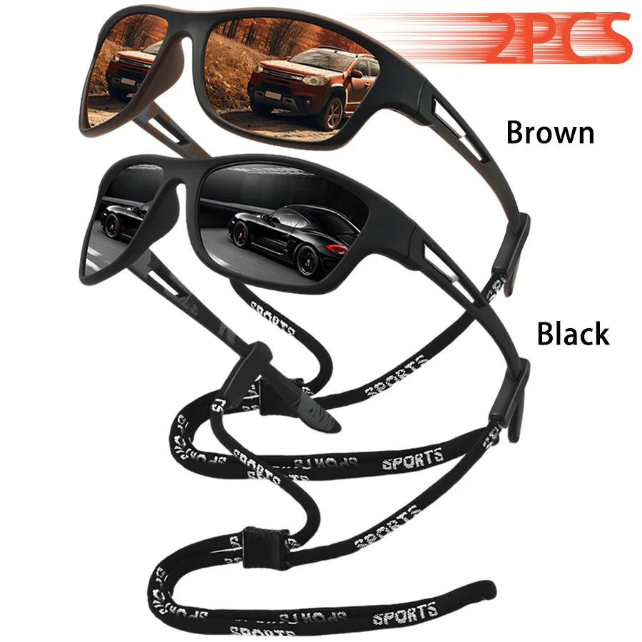 Tarnmuster-Mode-Sonnenbrille für Autofahren, Angeln, Radfahren, Sport, Herren und Damen, Laufen, Bergsteigen, Sport-Sonnenbrille mit Kette – Detail 14