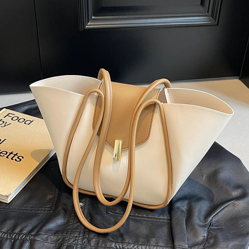 

New Color Block Tote Bag for Women Large Capacity Shoulder Bag with Top Handle Minimalist Crossbody Purse for Office Commute