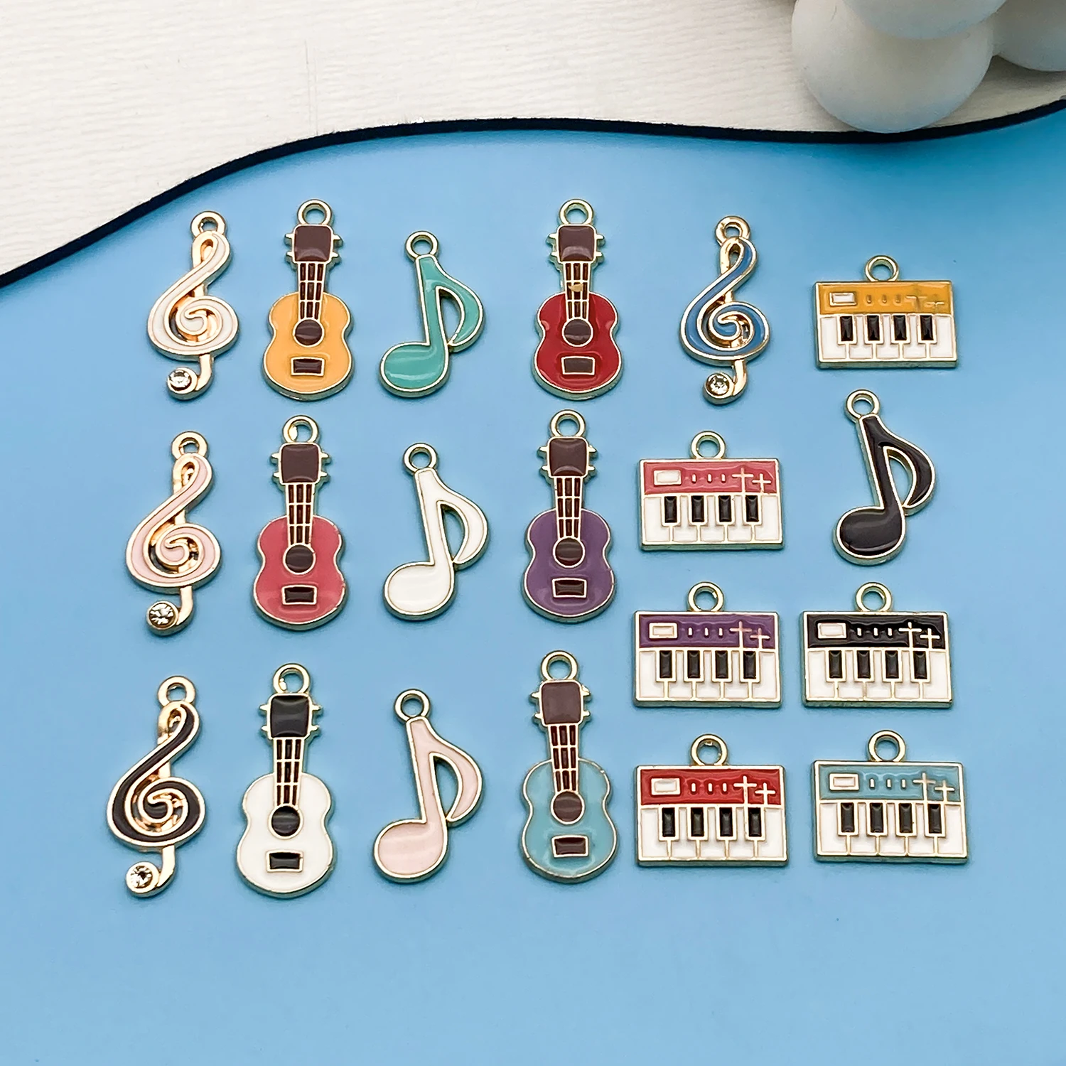 믹스 오일 음악 심볼 세트 시리즈 쥬얼리 제작 DIY 공예 할로윈 크리스마스 추수감사절 패션 액세서리, 20 개/드립