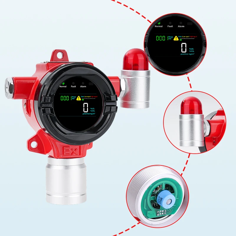 Fixed H2 Gas Detector 100%LEL Industrial ATEX CE FCC 4-20mA RS485 Output 2 Switch Signals Hydrogen Gas Leak Detector