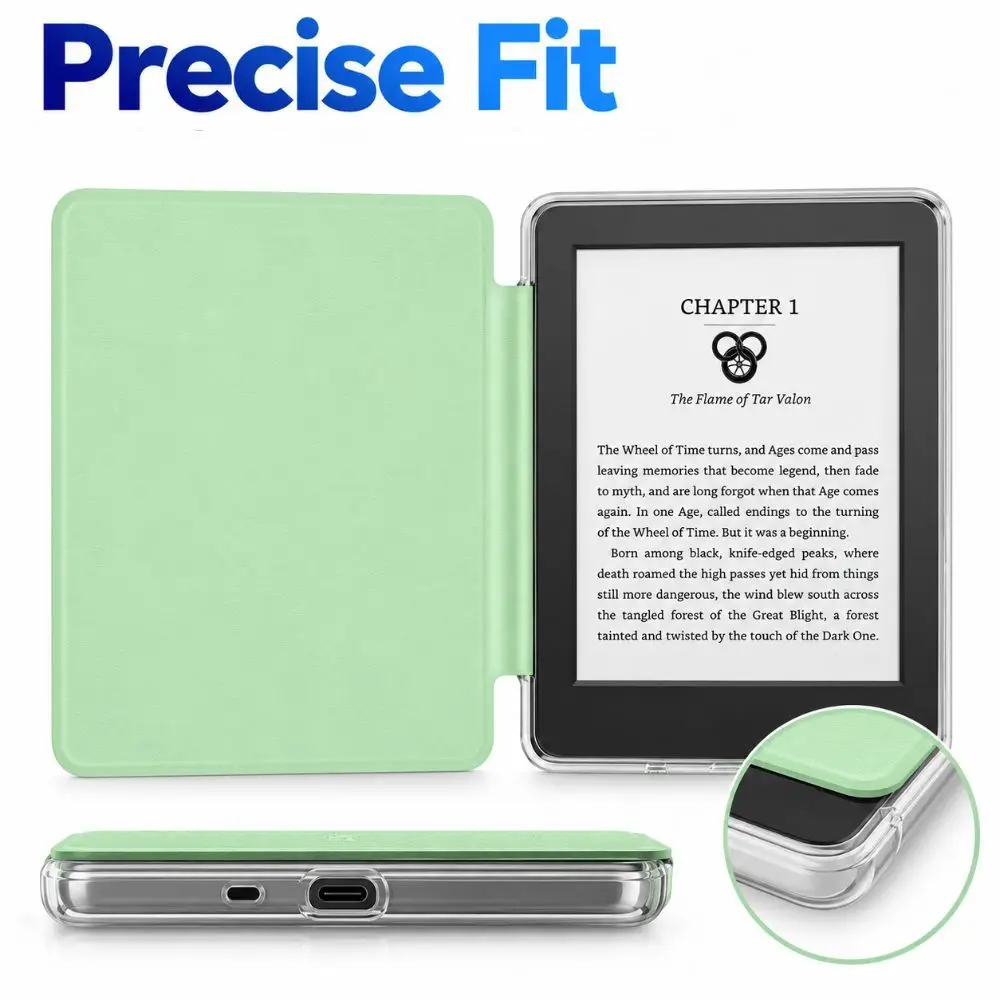 Auto Sleep Wake e-Reader Folio Case Acrylic Magnetic Magnetic Flip Cover Transparent Back for Kindle (2026 Release)