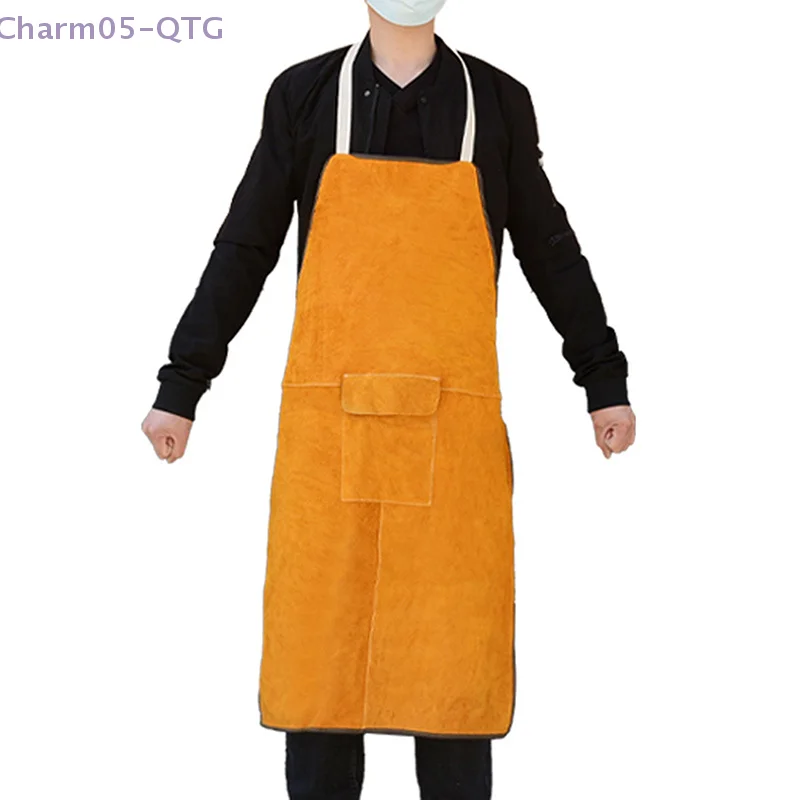 

Лидер продаж! Кованый фартук из воловьей кожи, сверхмощный кожаный сварочный фартук для огнестойких автомобильных ремонтных рабочих сварщиков, огнестойкий