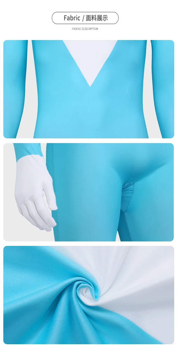 ‌The Incredibles Frozone‌ Cosplay Costume Blue White Jumpsuit Halloween Carnival Party Bodysuit Full Set Men Role Play Clothes view 6