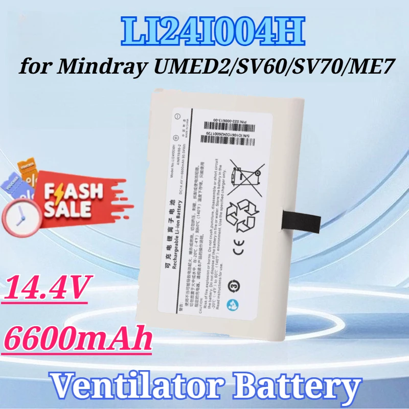 

14.4V 6600mAh for LI24I004H Battery for Mindray UMED20 Defibrillator Monitor SV60 SV70 ME7 for Consona N9 Ventilator