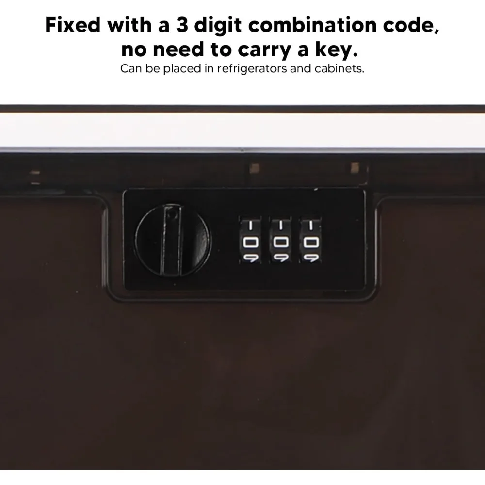 صندوق تخزين الأدوية الآمن مع قفل مجمع مكون من 3 أرقام للاستخدام المنزلي والنوم والمكتبي - خيارات باللونين الأبيض والأسود