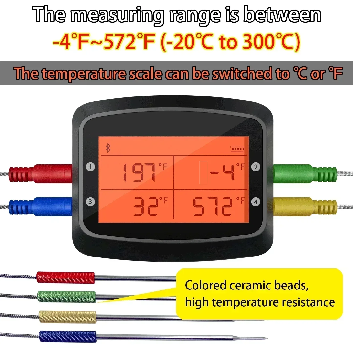 Smart meat Thermometer Wireless Kitchen Cooking Meat Thermometer Bluetooth with FREE APP Smart BBQ Food Probe Thermometer