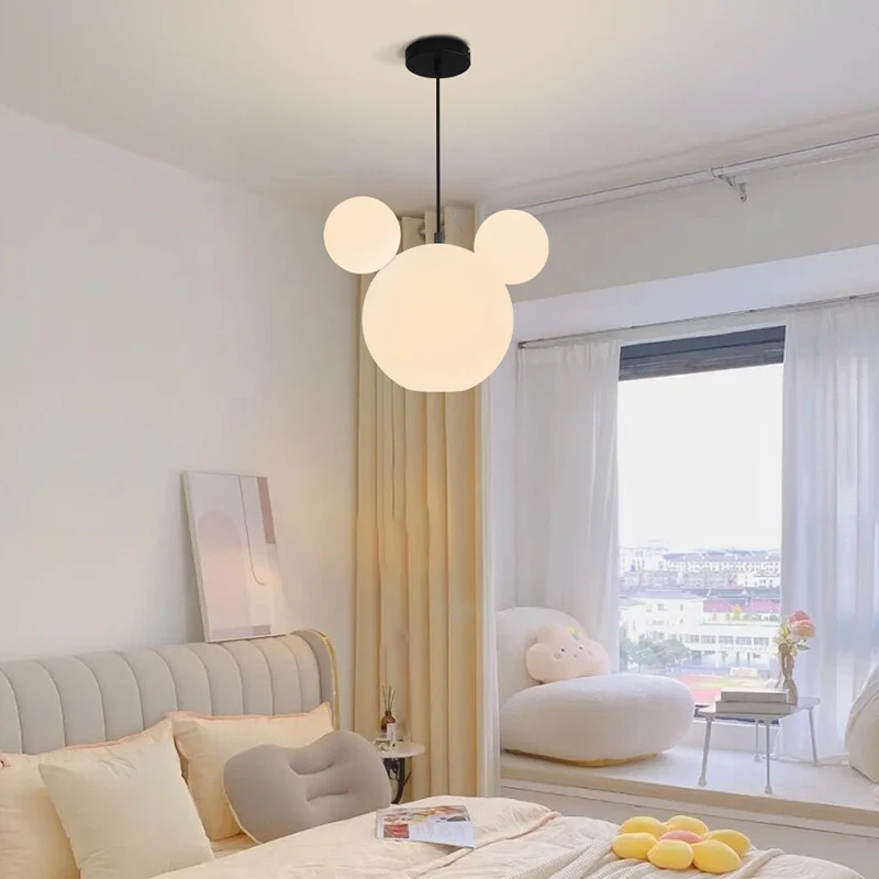 Imagem -02 - Criativo Mickey Chandelier For Home Decoration Quarto das Crianças Acrylic Ball Pendant Lights Indoor Dining Table Lighting Pendurado Lâmpada