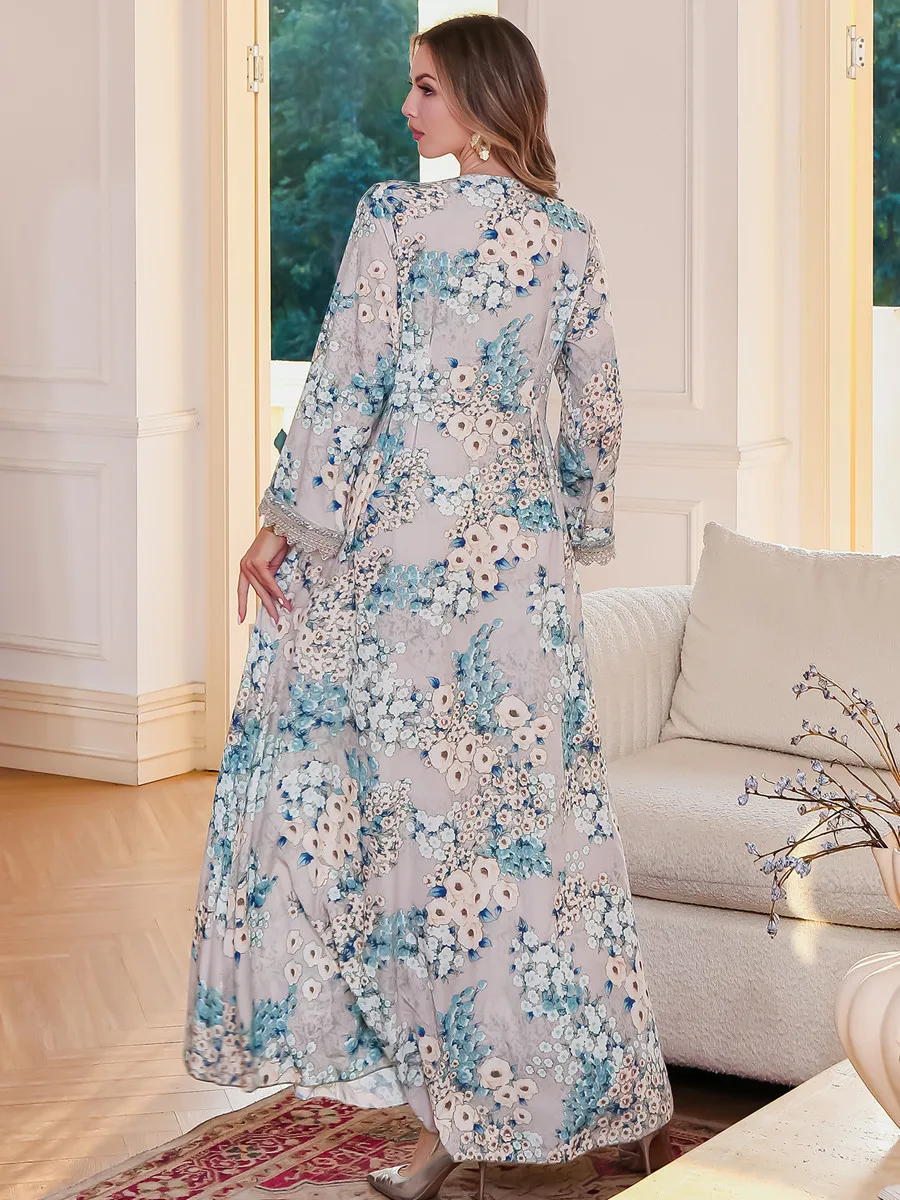 Femmes musulmanes dubaï Abaya luxe broderie patchwork Robe imprimée caftan Ramadan Robe Femme robes africaines Islam vêtements Kebaya