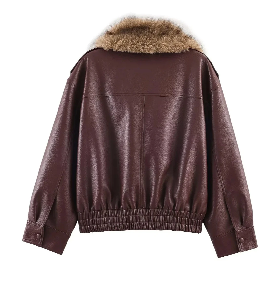 Nuova giacca da donna in ecopelle stile casual alla moda di fascia alta con colletto staccabile