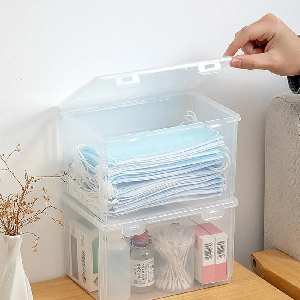 1Pcs Thickened Mask Storage Box Portable Transparent Flip Box Small Large Plastic Drug Storage Pill Jewelery Earrings Cosmetics