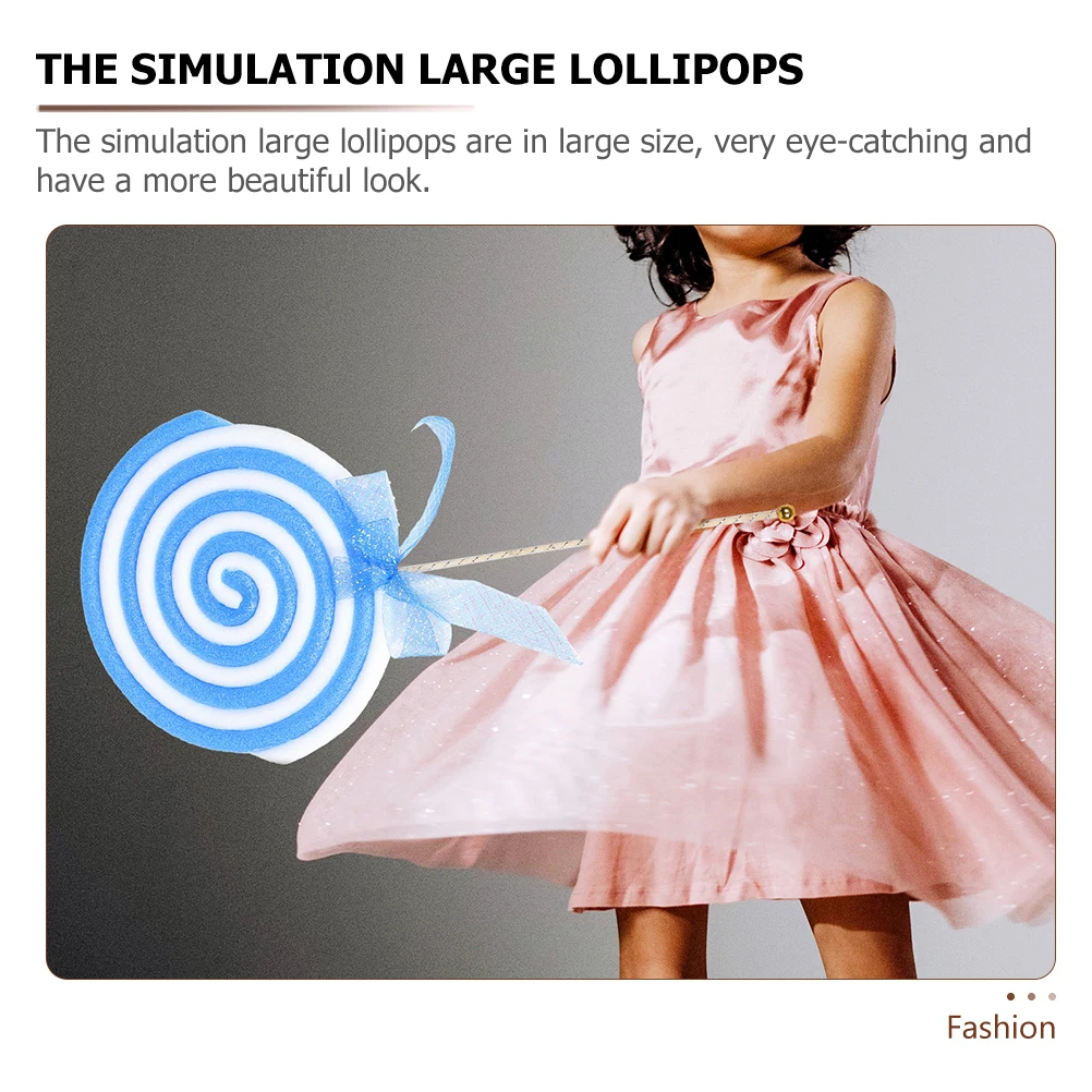 

2Pcs Large Blue Foam Lollipop Fake Candy Model Photo Props Party Supplies Giant Decorations Wedding Accessories