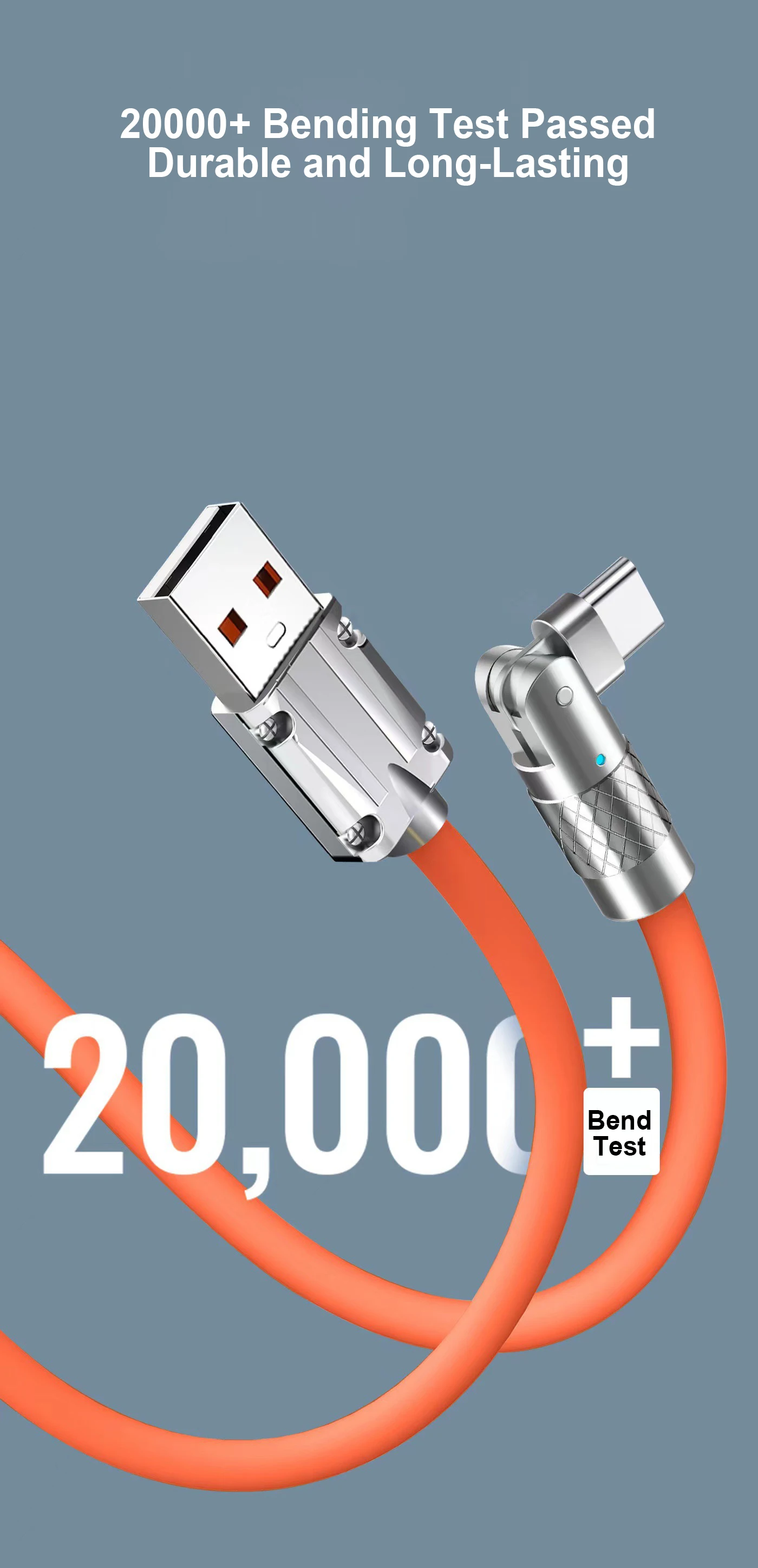 Cable de codo USB tipo C de aleación de rotación de 180 grados, 120W, 6A, para juego, carga rápida para Xiaomi, Redmi, Honor, Cable cargador de teléfono