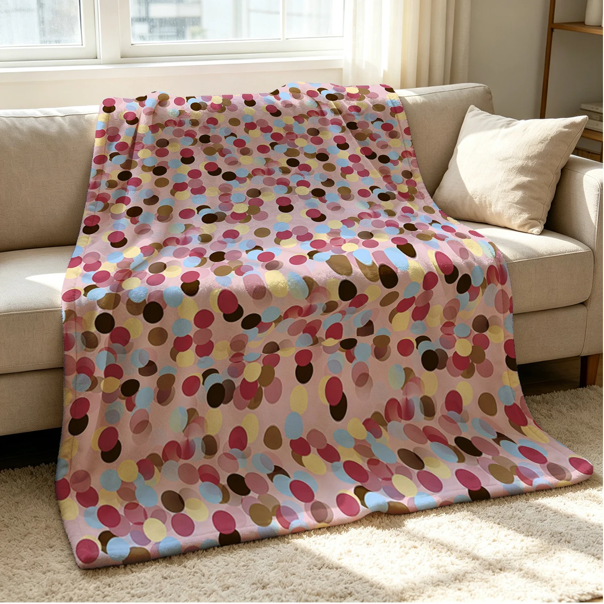 Confetti Joy Flannel Blanket Warm Soft Halloween Christmas Couch Warm Cozy Decorative Decor Gift for All Season