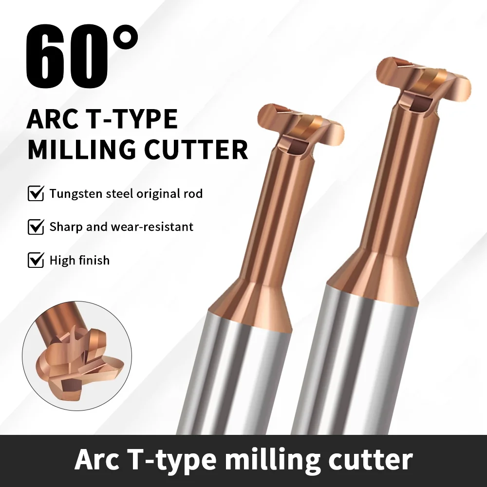 Augusttools HRC60 Arc T-Shape Tungsten Steel Milling Cutter 4 Flutes Arc T-Type Carbide End Mill For Metal Cnc Cutting Tools