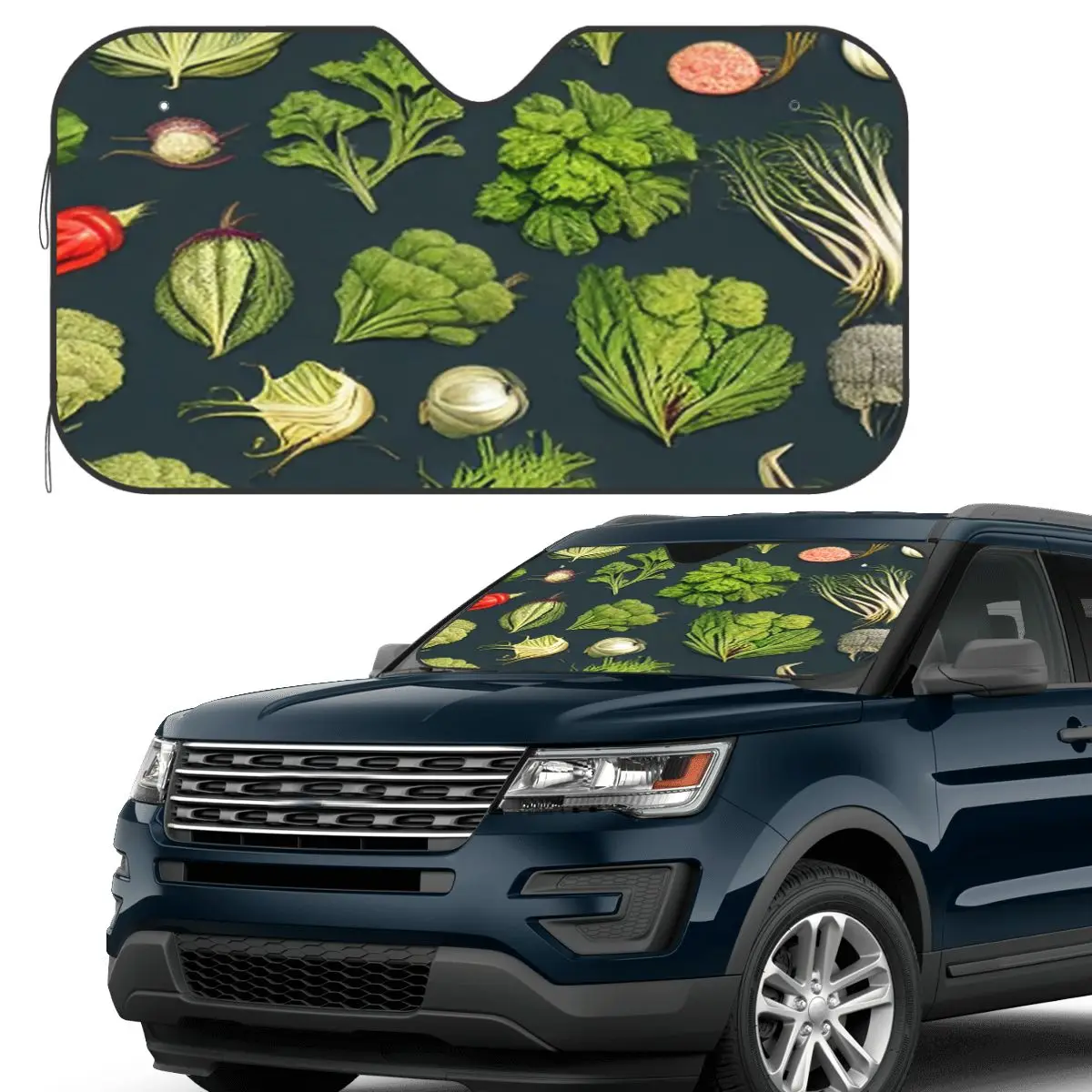 

Vintage Vegetables Pattern Sunshade Windscreen Car Front Windshield Window Sun Visor Accessories Covers