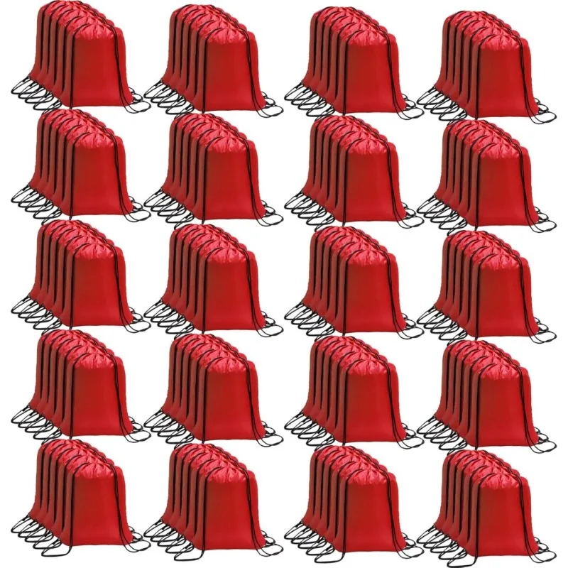 

100 шт. красные сумки на шнурке, объемные спортивные рюкзаки, спортивные сумки для женщин и мужчин