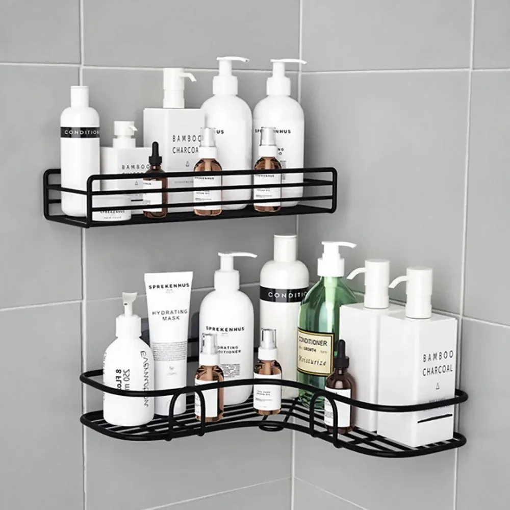 Toilet Opbergrek Badkamer Plank No-Boor Hoekplank Douche Wandgemonteerde Plank Beugel Badkamer Accessoire Organizer Shampoo