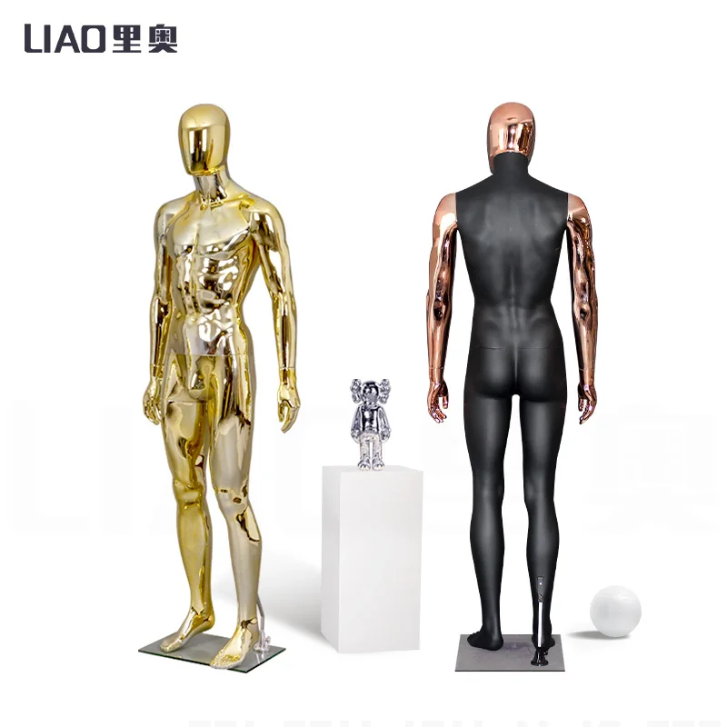 Chrome Gold Male Full body Clothes Mannequin Men Dummy With base 2024 New Fashion Cloths Boutique Display